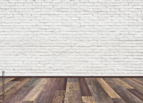 Mockup Of Empty Living Room With Brown Vintage Oak Wooden
