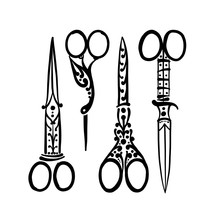 Vintage Ornate Scissors, Sketch For Your Design