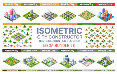 Wall Mural - Isometric set of blocks module of areas