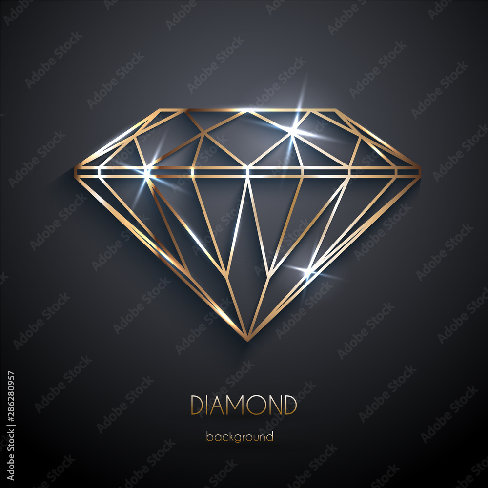 Abstract luxury template with gold diamond outlined shape - eps10 vector background - obrazy, fototapety, plakaty 