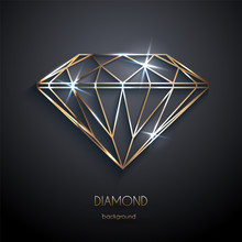Abstract Luxury Template With Gold Diamond Outlined Shape - Eps10 Vector Background