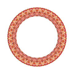 Poster - Isolated mosaic frame - abstract circular colorful vector design element with geometrical shapes