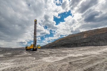 View of a large quarry for the extraction of limestone and coal.