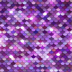 Wall Mural - Seamless shiny sequined fabric texture with pink palliettes