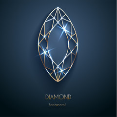 Wall Mural - Abstract luxury template with golden diamond outlined shape - eps10 vector