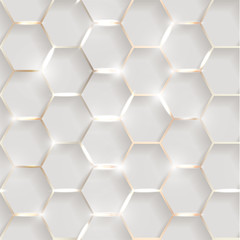 Wall Mural - Seamless illustration of shiny metallic golden background with 3d effect and glossy elements with flares