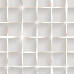 Wall Mural - seamless illustration of shiny metallic golden grid on grey background with 3d effect and glossy ele