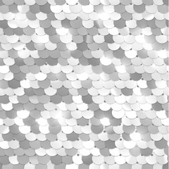 Wall Mural - Seamless silver texture of fabric with sequins