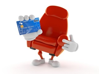 Wall Mural - Armchair character holding credit card