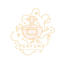 Bottle Of Perfume. Linear Image Perfume To Monogram.