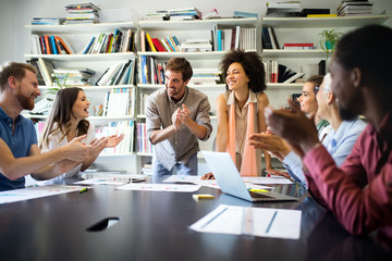 Wall Mural - Business people good teamwork in office. Teamwork successful meeting workplace concept.