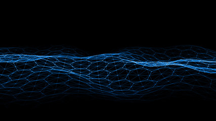 Fototapete - Vector abstract futuristic digital landscape. Computer geometric digital connection structure. Artificial intelligence. Wireless Internet. computer geometric digital connection structure. Big Data