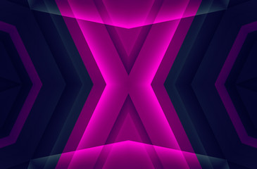 Wall Mural - dark abstract futuristic background. neon lines, glow. neon lines, shapes. pink and blue glow