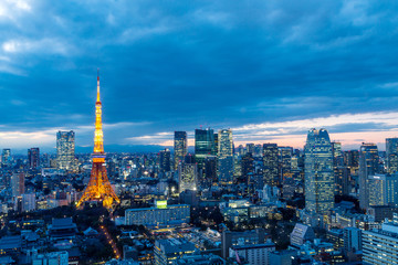  Tokyo, Japan skyline at Tokyo Tower.