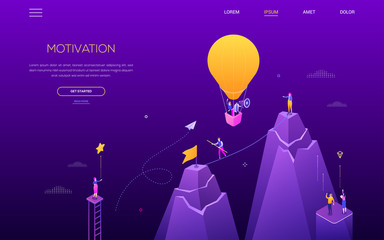 Wall Mural - motivation - modern colorful isometric vector web banner
