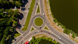 Top view of the road junction. Aerial view.