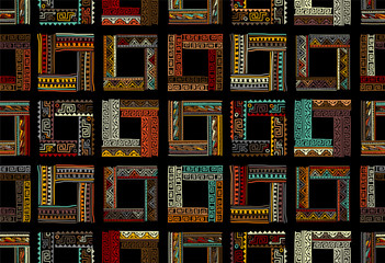 Poster - Abstract ethnic frames, seamless pattern for your design