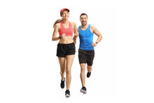 Young Man And Woman Jogging