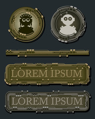 graphic resources set. background for banner, avatar, header and more. mechanical fantastic steampun