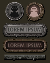 Wall Mural - Graphic resources set. Background for banner, avatar, header and more. Mechanical fantastic Steampunk banner with copy space.