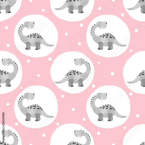 Cute dinosaur pattern. Vector dino seamless dotted background for kids.