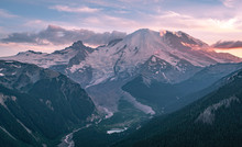 Mt Rainier National Park At Sunrise