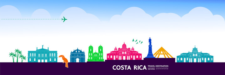 Fototapete - Costa Rica travel destination grand vector illustration.