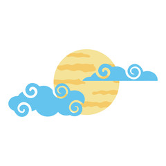 Sticker - Isolated moon and clouds vector design