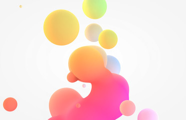 Poster - Abstract colorful 3d art background. Holographic floating liquid blobs, soap bubbles, metaballs.