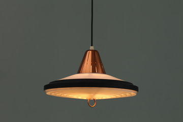 gold-plated hanging lamp, made of sheet metal