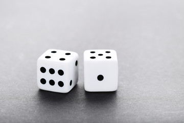 Dice on grey background