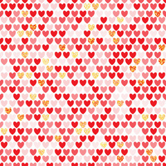 Wall Mural - Seamless pattern with red hearts