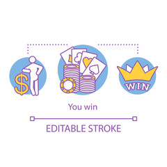 Poster - You win concept icon. Gambling. Casino, games of chance idea thin line illustration. Jackpot, victory. Good luck & fortune. Poker, betting. Vector isolated outline drawing. Editable stroke