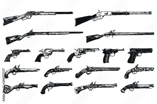Fotomural Vintage old gun concept isolated vector illustration