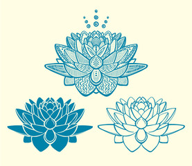 Graphic lotus flowers logos collection