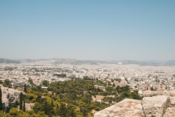 Panoramic view over the old town of Athens during sunset