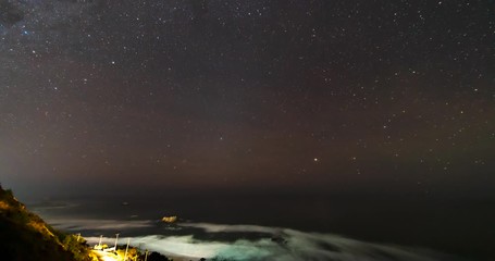 Wall Mural - zodiacal light and milky way timelapse, an amazing view of the night sky setting above the sea infin