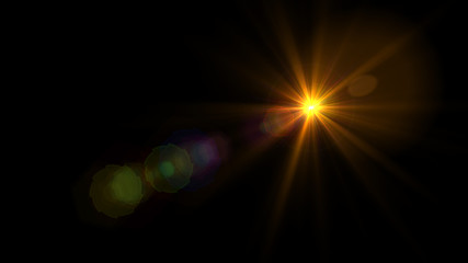 Wall Mural - Lens flare light over black background. Easy to add overlay or screen filter over photos.