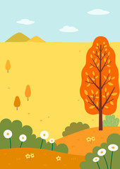 Poster - Autumn nature landscape with mountains and fields1