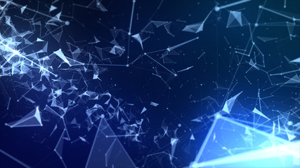Poster - abstract high technology concept. low poly background, lines and dots data connection, polygon shape