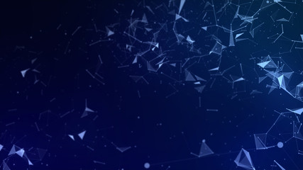 Poster - abstract high technology concept. low poly background, lines and dots data connection, polygon shape