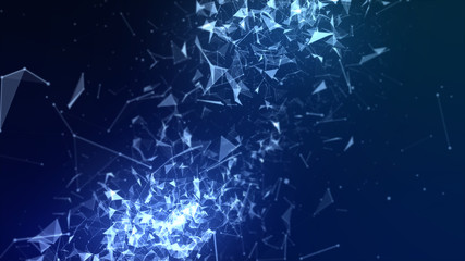 Poster - abstract high technology concept. low poly background, lines and dots data connection, polygon shape