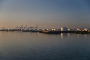 Wall Mural - Equipment and tanks at the port of Le Havre France