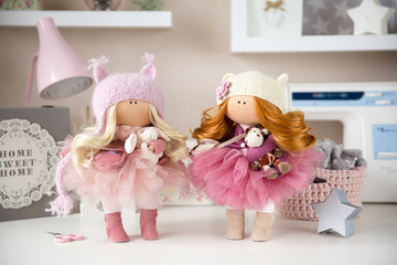 Wall Mural - Handmade interior dolls. Beautiful, pretty gift for a girl or woman