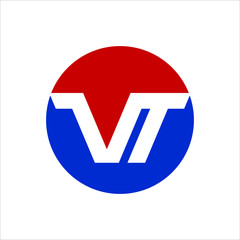 Sticker - Letter V and T in Circle Vector logo.