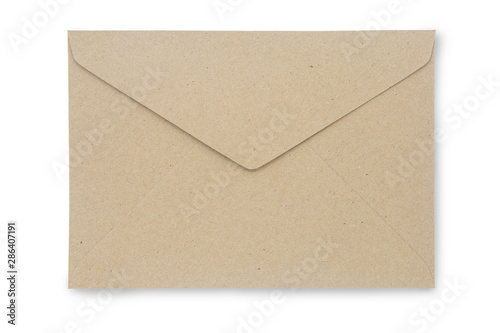 Fotomural Close up Kraft Paper envelope isolated on white background with clipping path