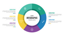 5 Points Circular Infographic Element Template With Icons And Colorful Flat Style, Can Use For Presentation Slide