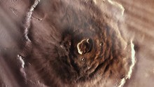 Olympus Mons Volcano In Mars. Elements Of This Video Furnished By NASA.