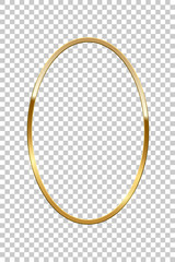 Wall Mural - golden oval isolated on transparent background. vector golden frame.