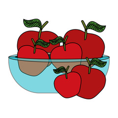 Poster - fresh apples fruits in glass bowl